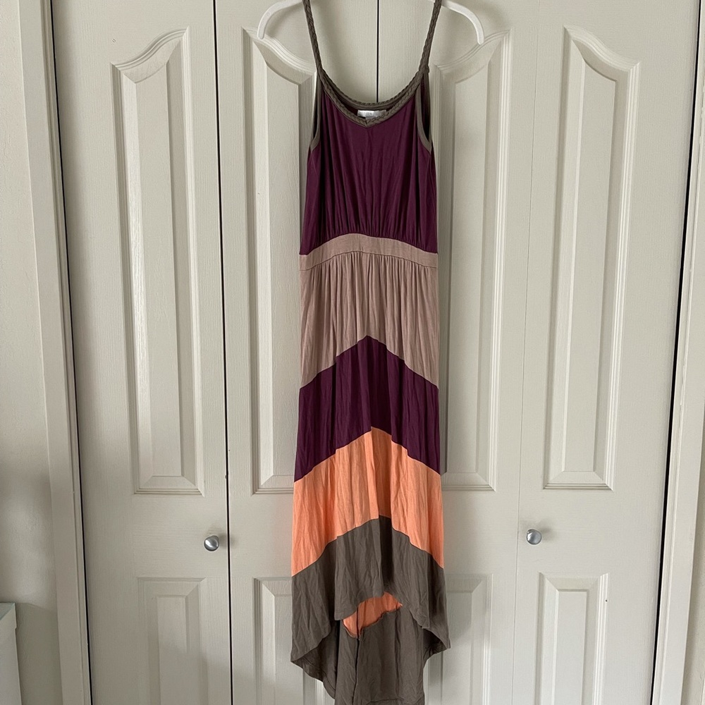 Colorblock High Low Dress